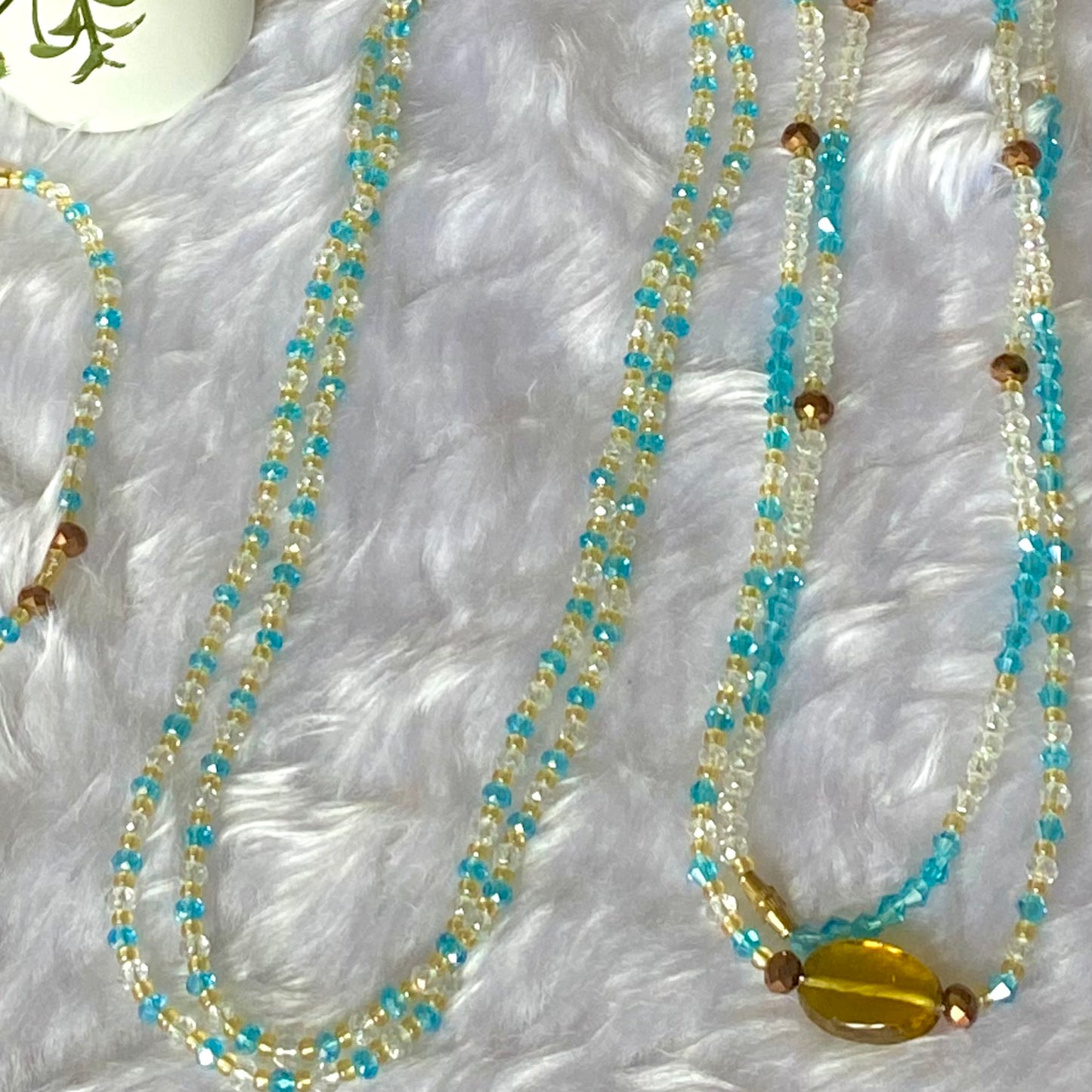 Dupe Sea Blue Crystal Belly Chain Waist Beads