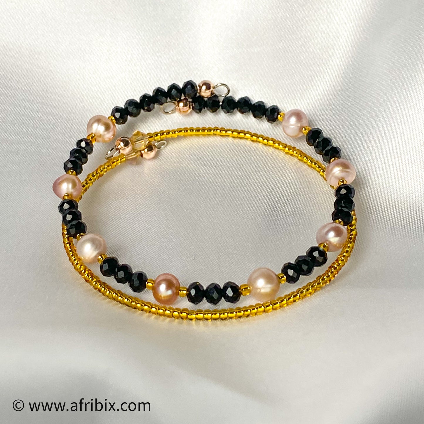 Freshwater Pearl 2-Piece Black Bracelet Set