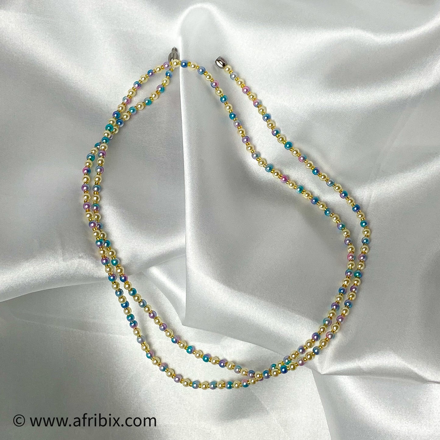 Amanda Iridescent Sky Blue Pearl Belly Chain Waist Bead Set