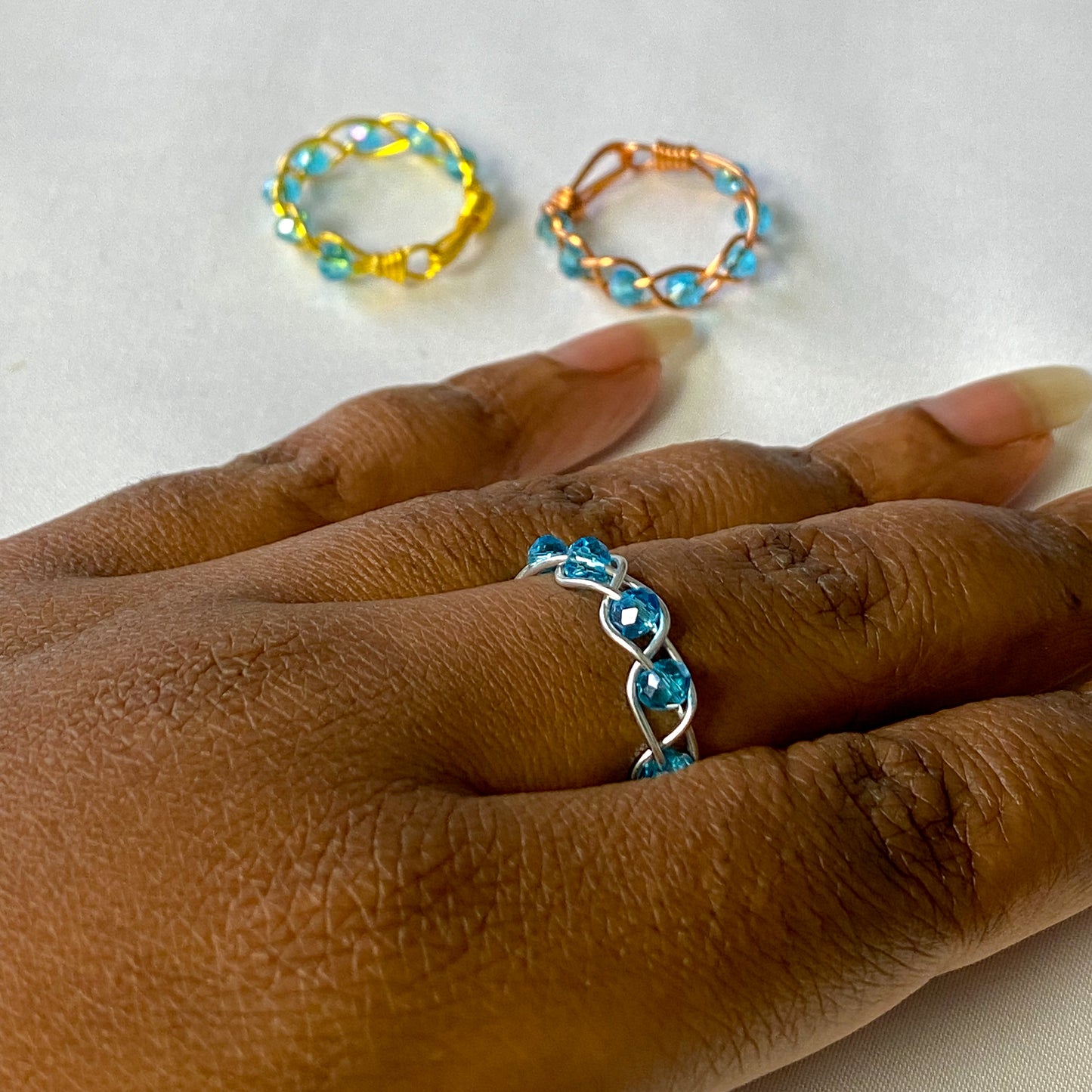 Birth Month Colour Braided Woven Ring - March