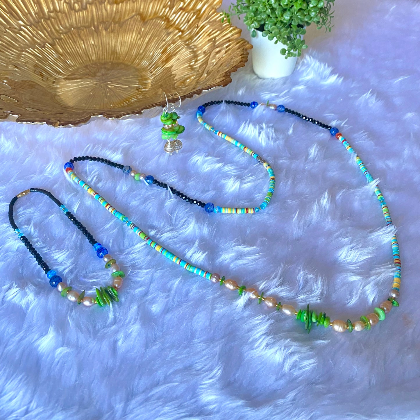 Ali Freshwater Pearl Heishi Semi-Precious Stones Waist Bead Set