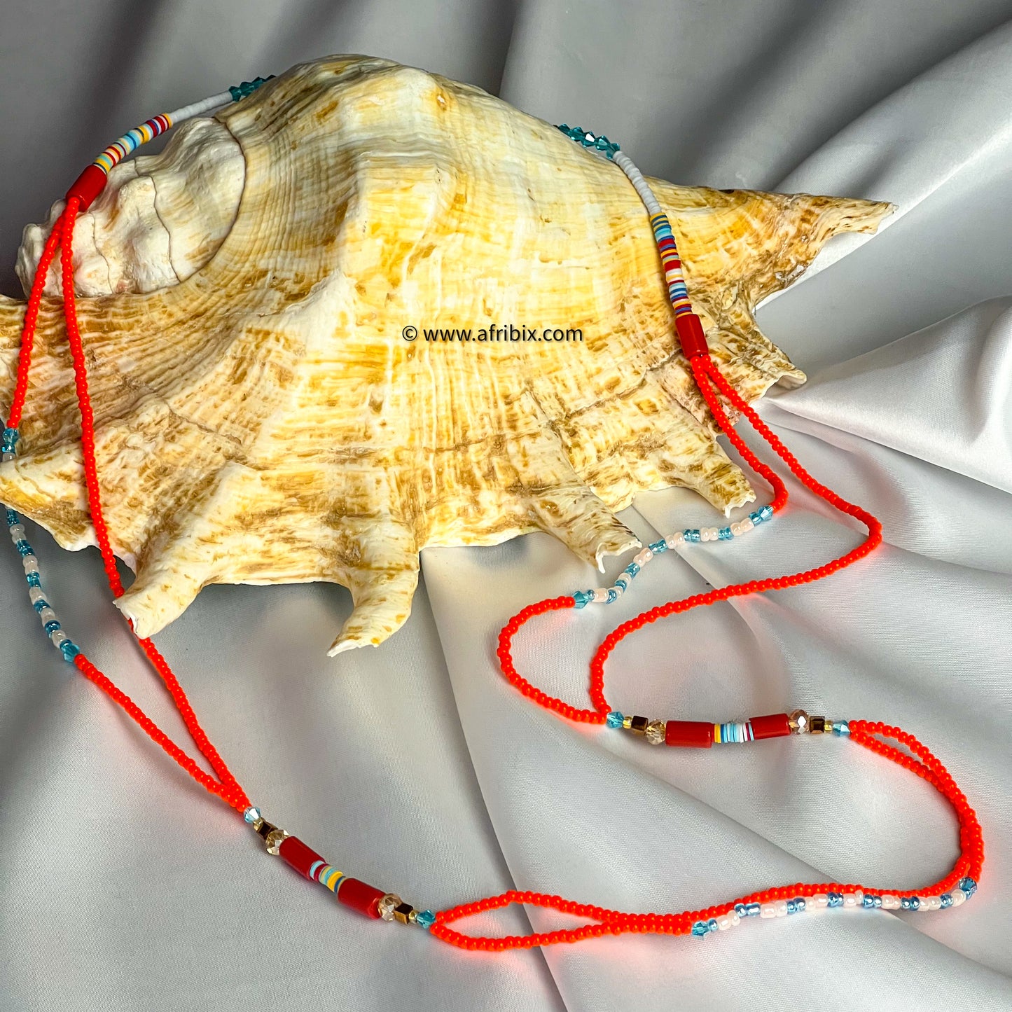 Orange 2 String Coral Waist Bead