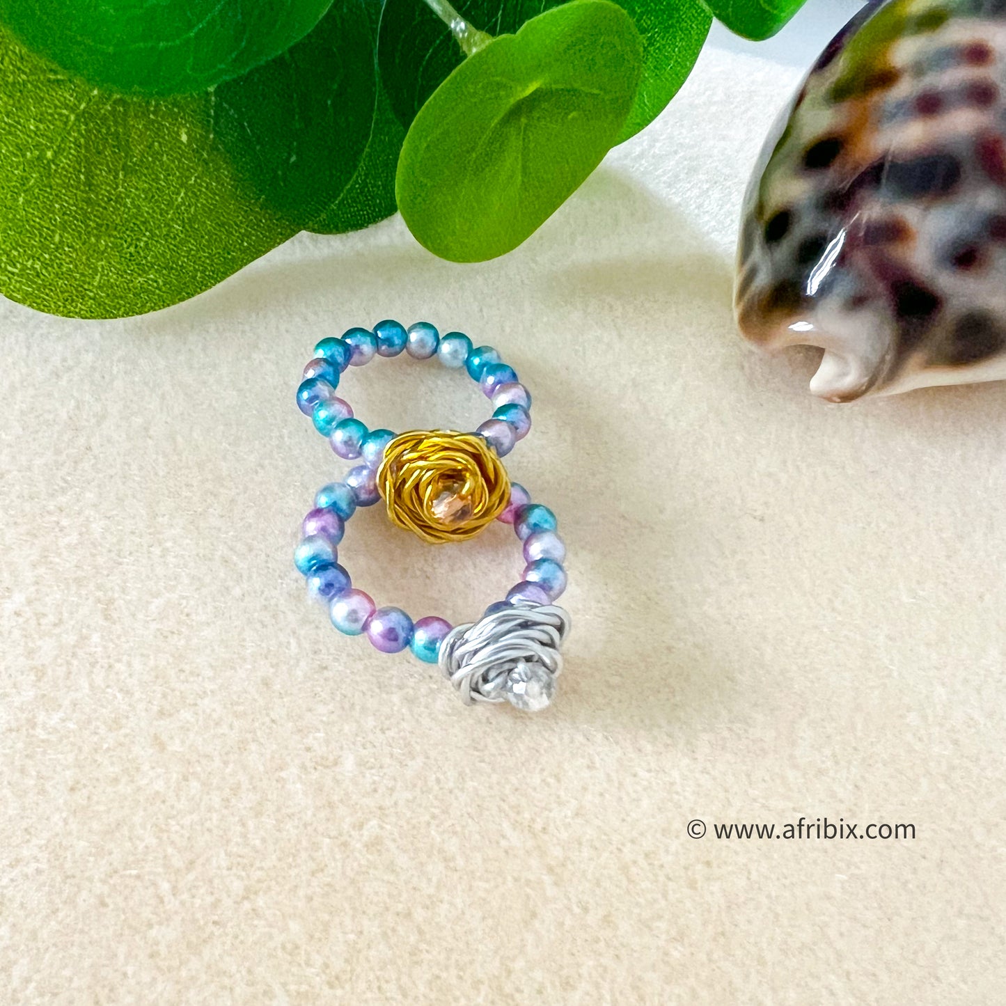 Blue Mermaid Rose Flower Ring