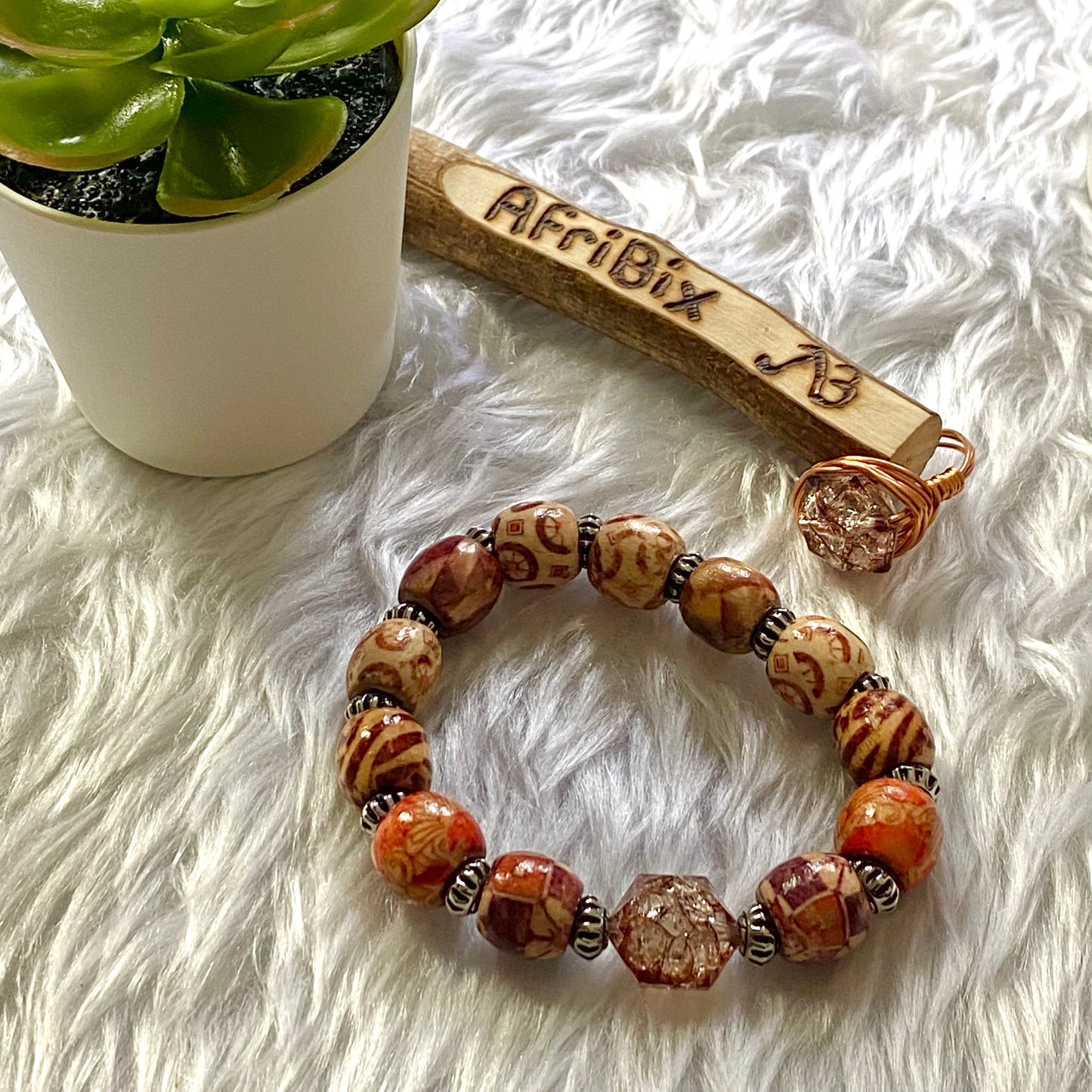 Traditional Wood Bead Bracelet Set