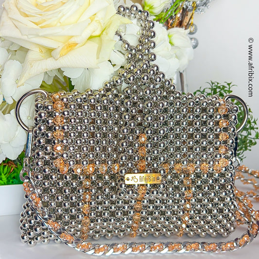 Silver Crystal Clutch Handbag - Isioma