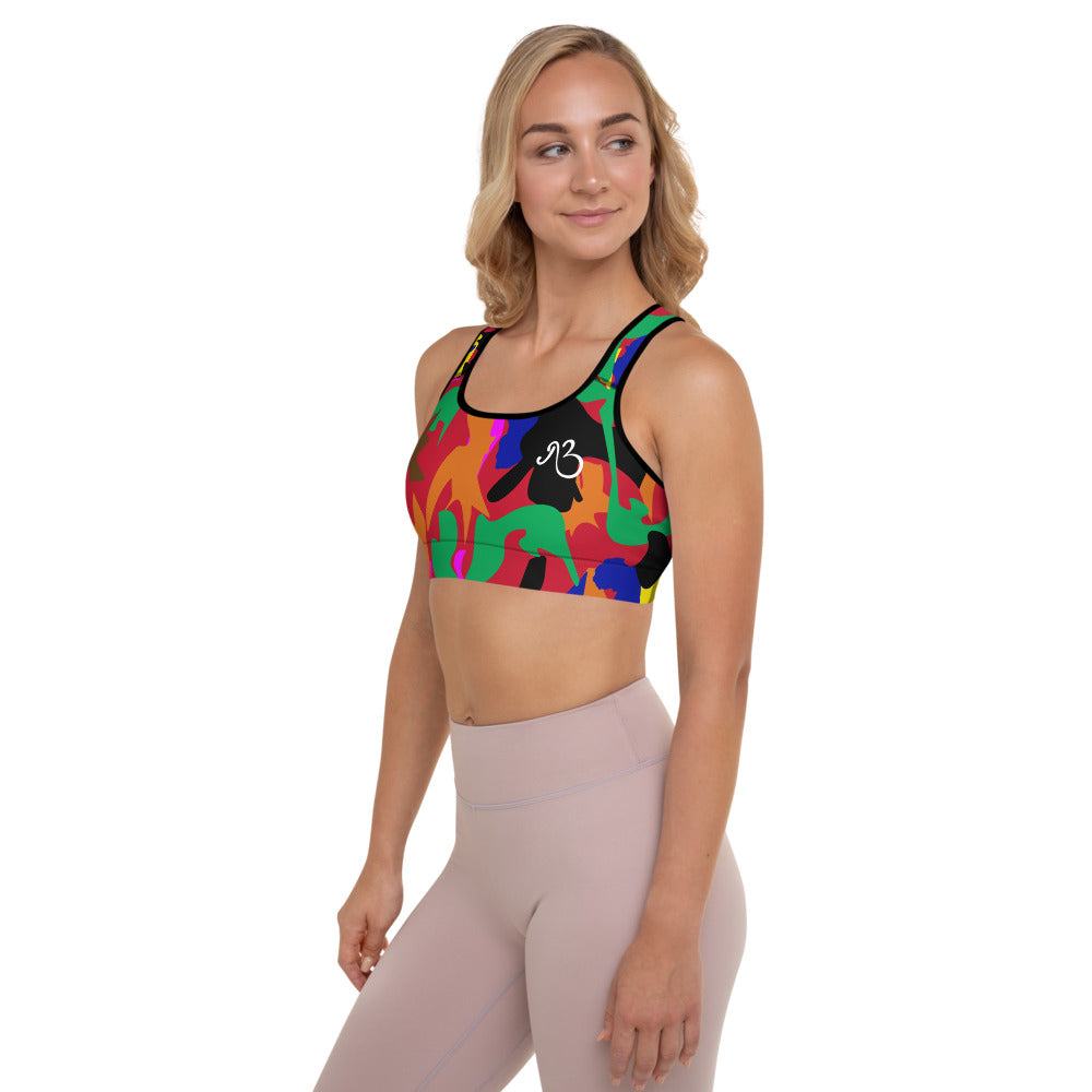 AfriBix Camo Padded Sports Bra - Red