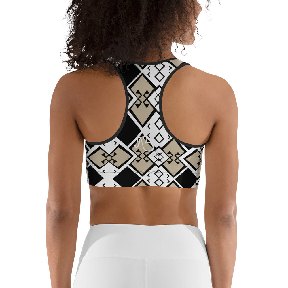 Aztek Print Sports Bra -Snow