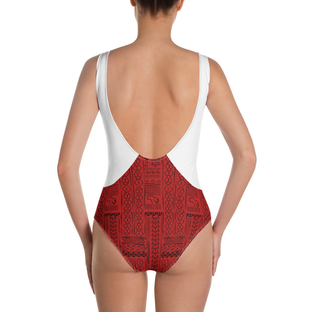 AfriBix Warrior Tribal One-Piece Swimsuit - Snow