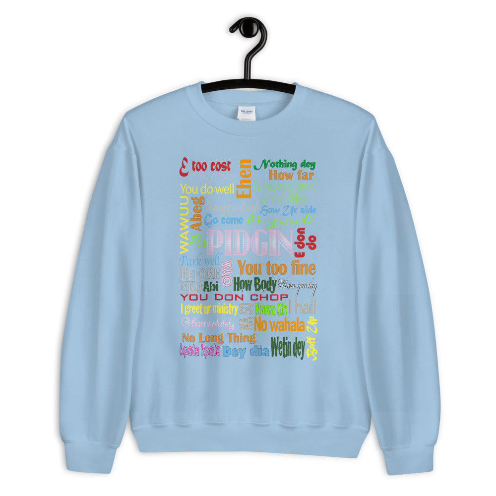 AfriBix Pidgin Print Unisex Crew Neck Long Sleeve Pullover Sweatshirt