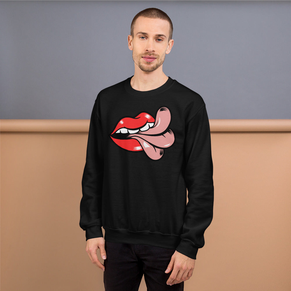 'Cheeky' Graphic Lips and Tongue Comfortable Unisex Sweatshirt