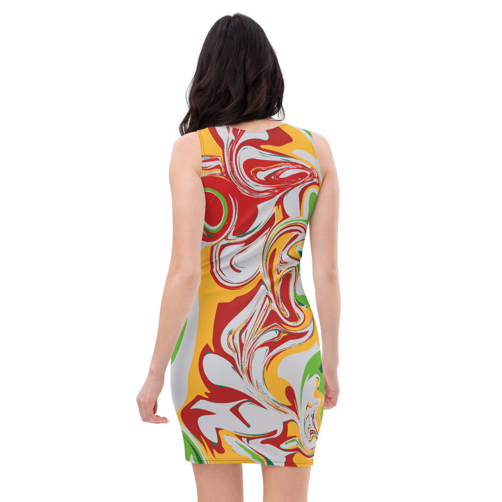 AfriBix Limited Edition Festive Marble Bodycon Dress