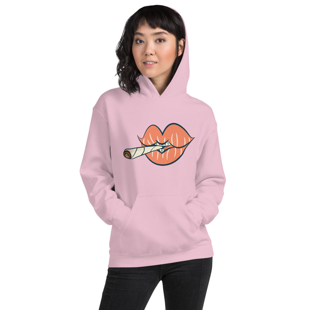 Puff on Dis Graphic Lips Comfortable Unisex Hoodie