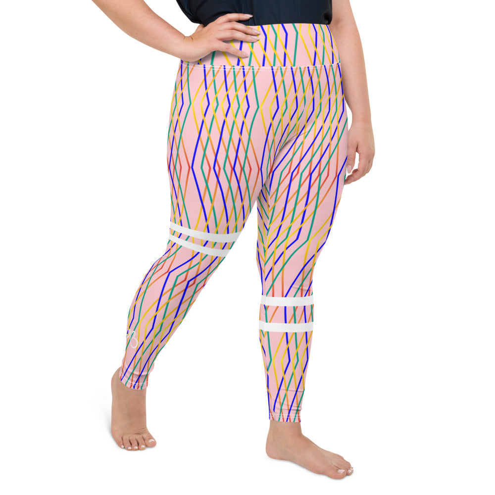 Constellation Print Plus Size High Waist Leggings - Pink