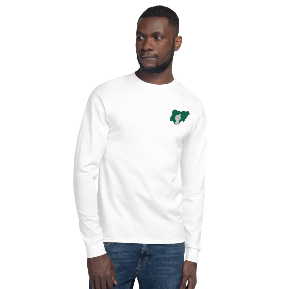 Naija Pride Embroidered Men's Long Sleeve Shirt