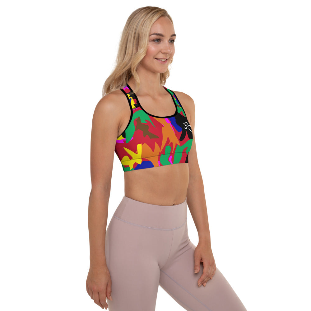 AfriBix Camo Padded Sports Bra - Red