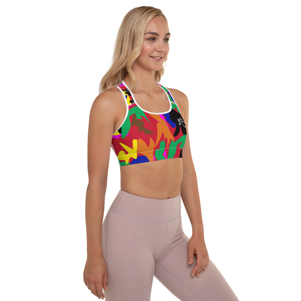 AfriBix Camo Padded Sports Bra - Red