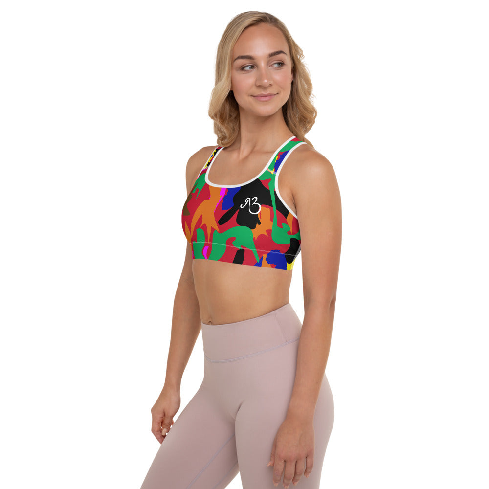 AfriBix Camo Padded Sports Bra - Red