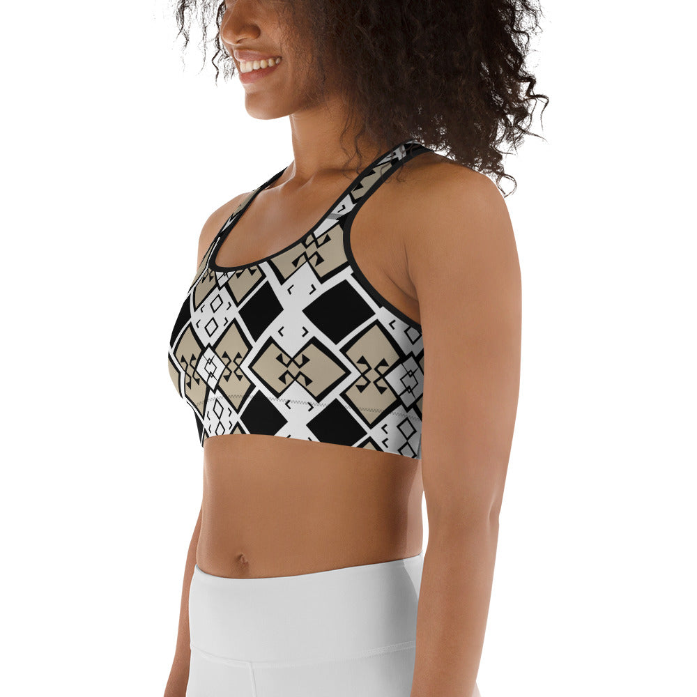 Aztek Print Sports Bra -Snow