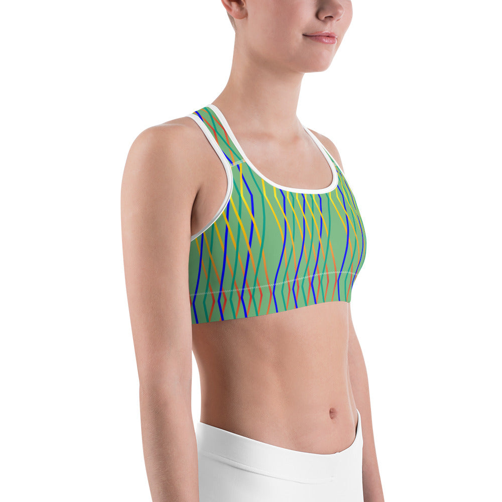 Constellation Print Sports Bra - Aqua
