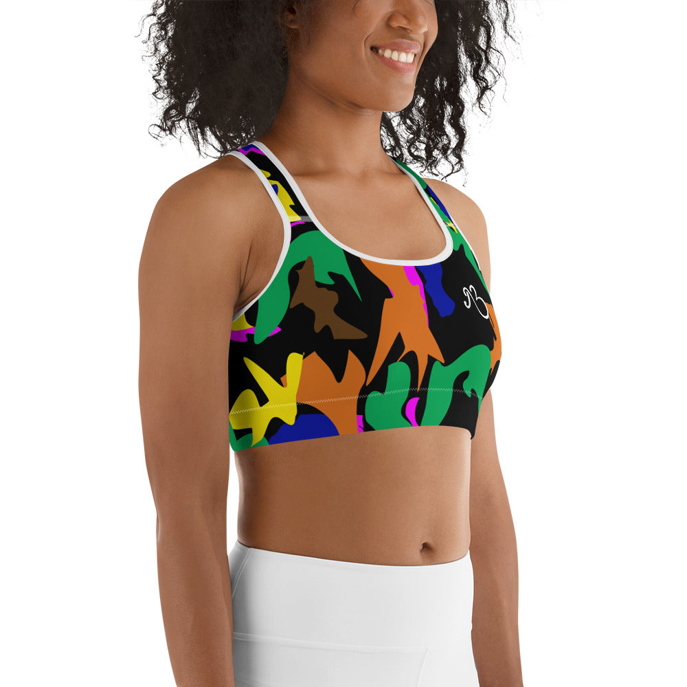 AfriBix Camo Print Sports Bra - Noir