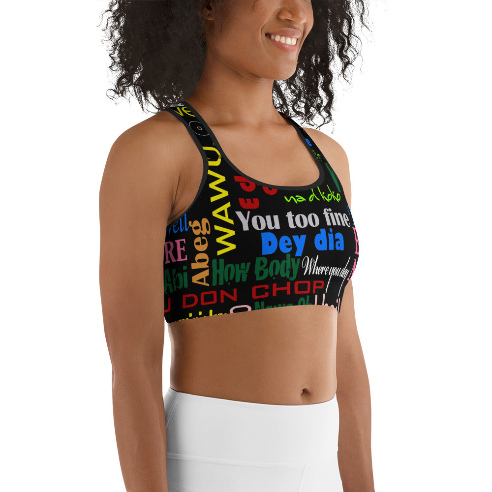 AfriBix Pidgin Print Sports Bra