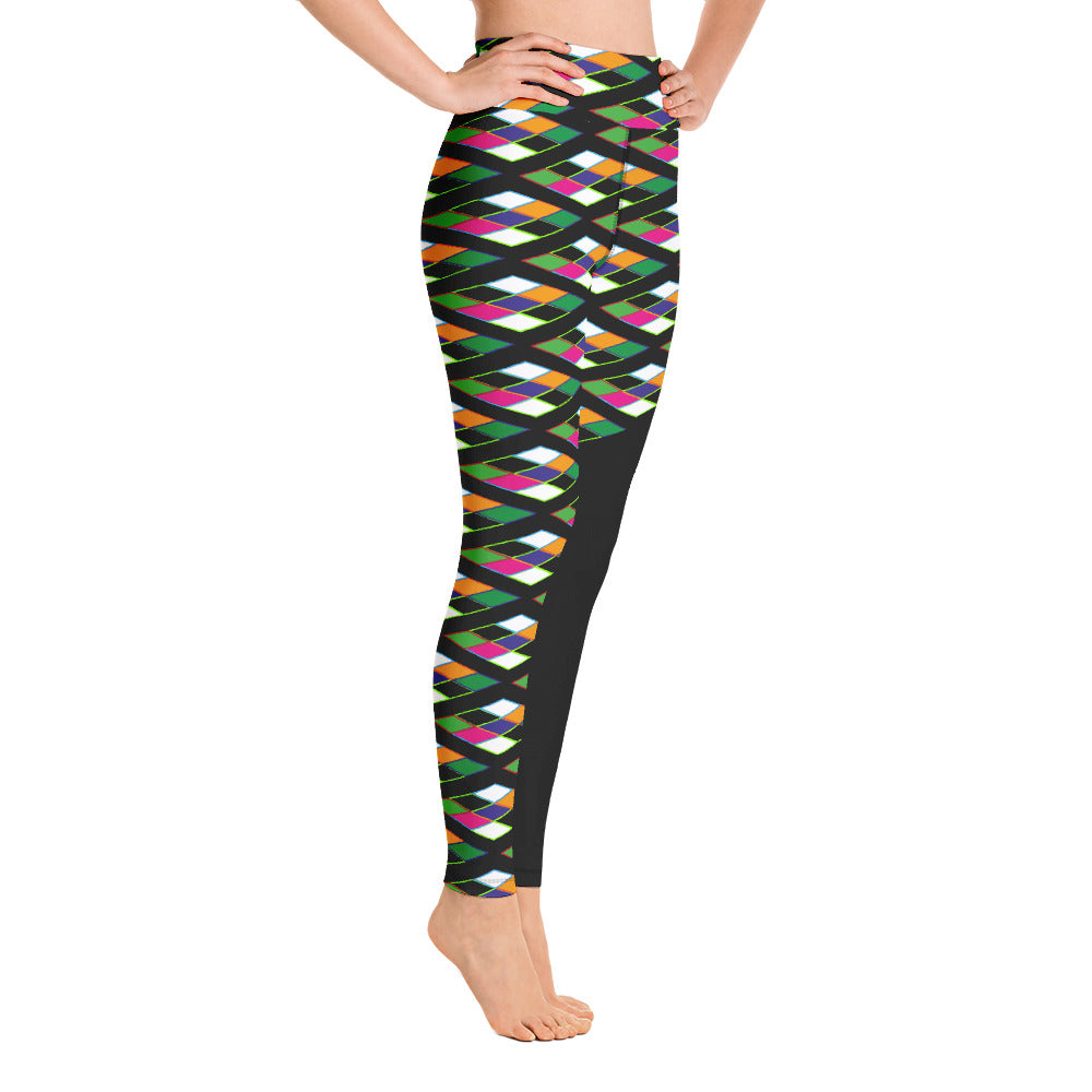 Pyramid Print Fringe Leggings - Noir