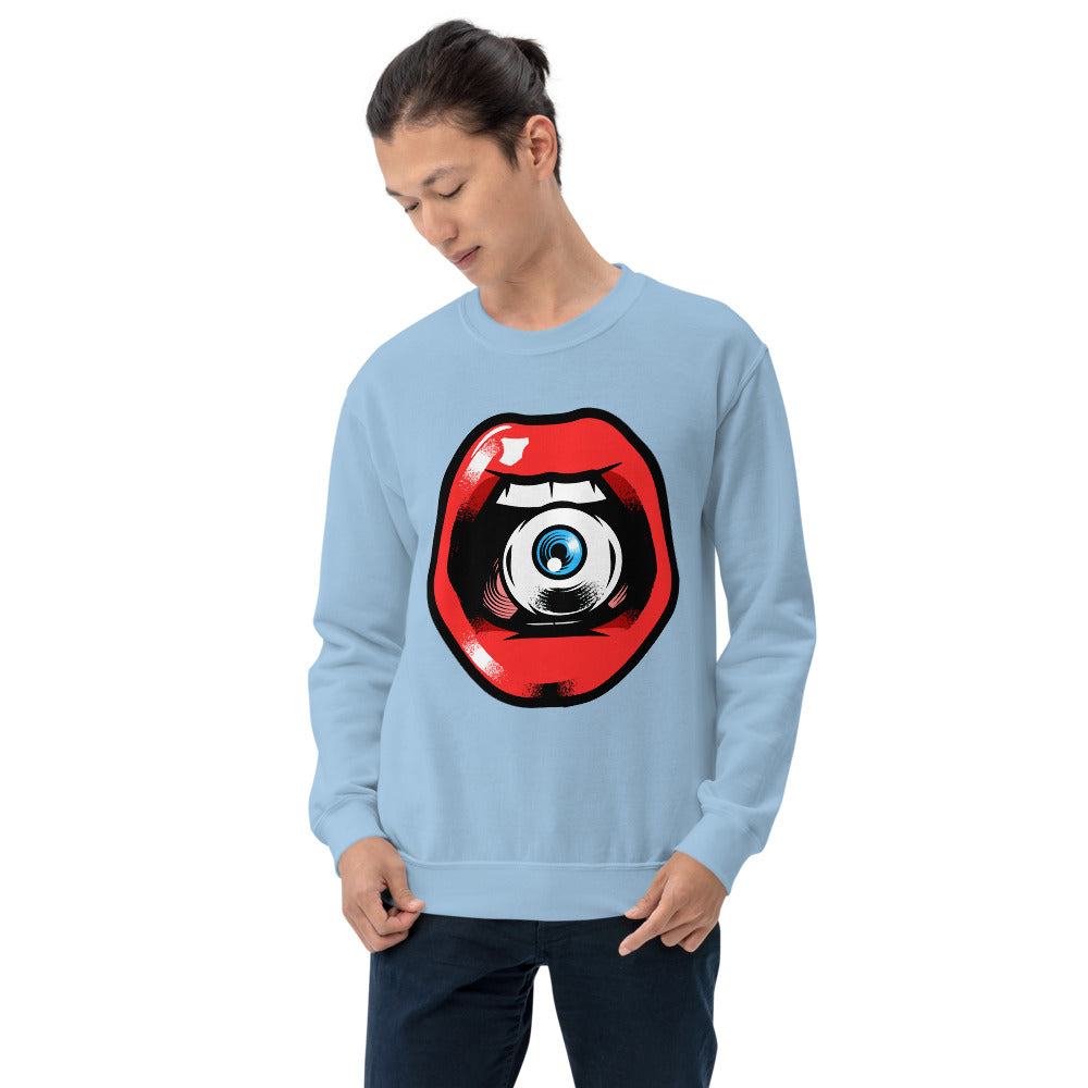 'Speak, I Can See You' Eye in Mouth Comfortable Unisex Sweatshirt