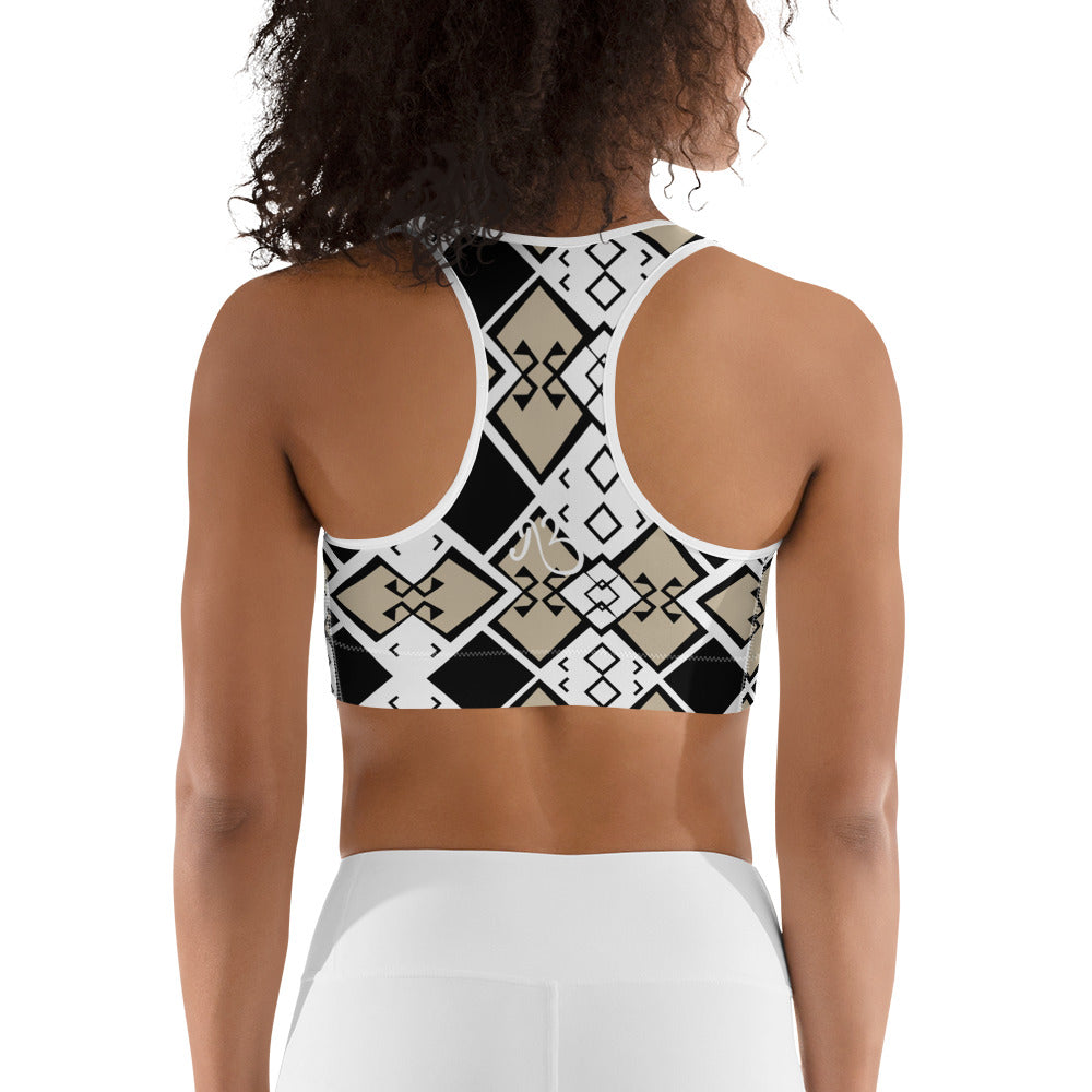 Aztek Print Sports Bra -Snow