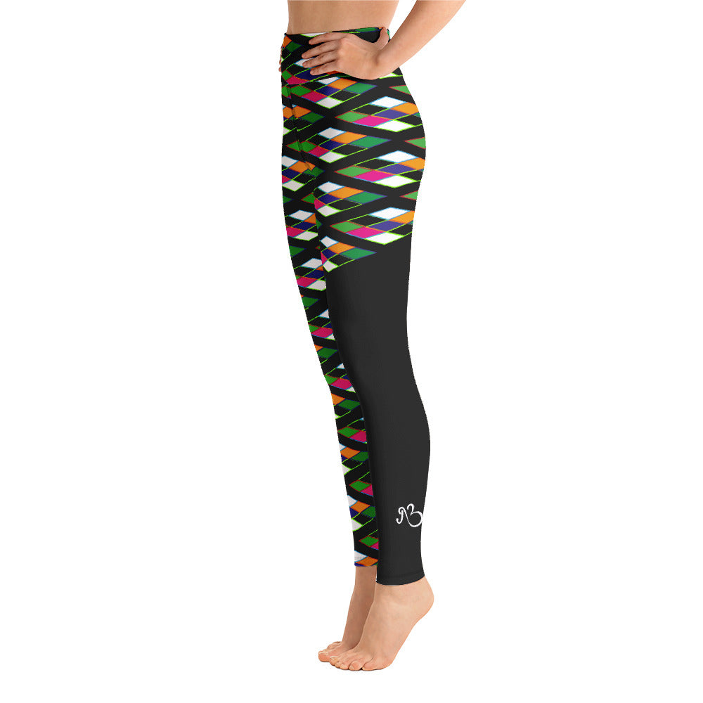 Pyramid Print Fringe Leggings - Noir