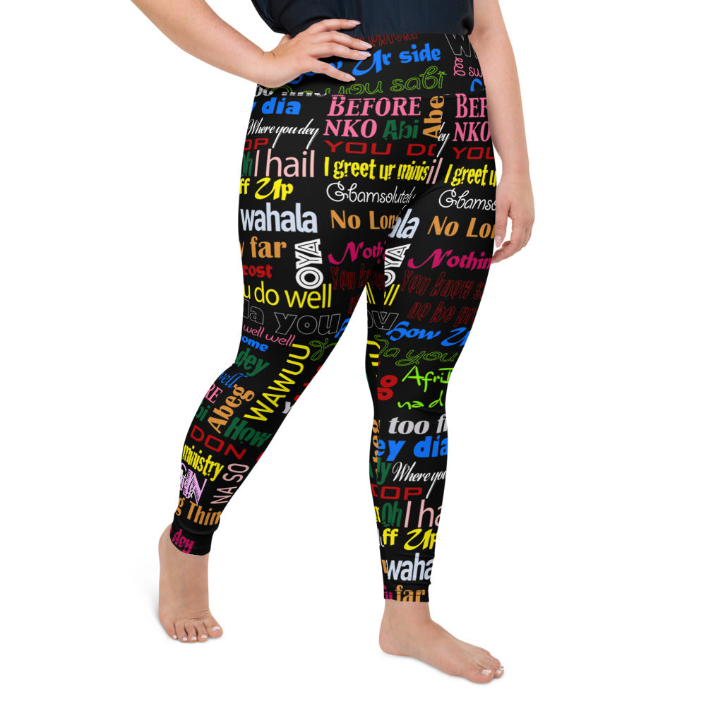 AfriBix Pidgin Print Plus Size High Waist Leggings