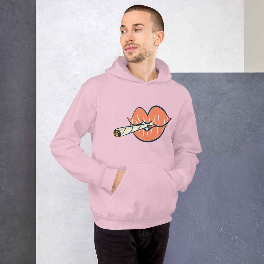 Puff on Dis Graphic Lips Comfortable Unisex Hoodie