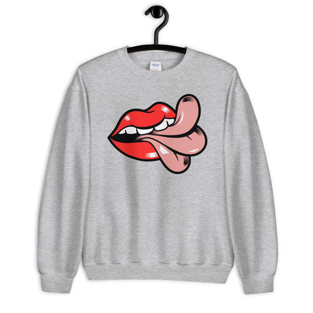 'Cheeky' Graphic Lips and Tongue Comfortable Unisex Sweatshirt