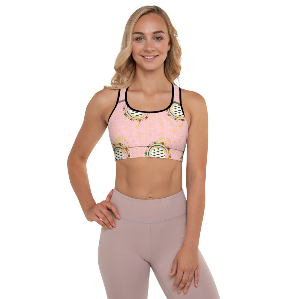 Adaeze Print Padded Sports Bra - Coral