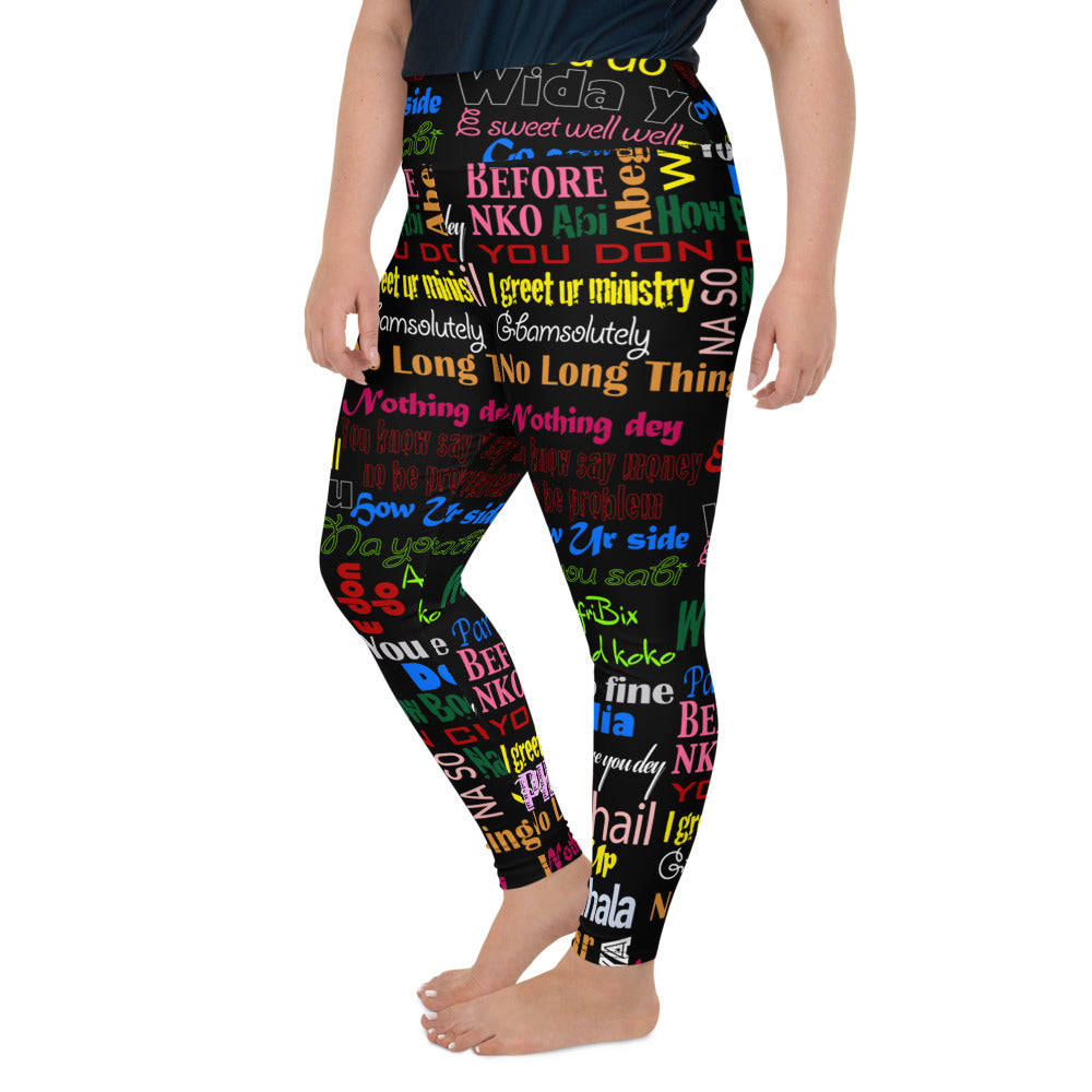 AfriBix Pidgin Print Plus Size High Waist Leggings