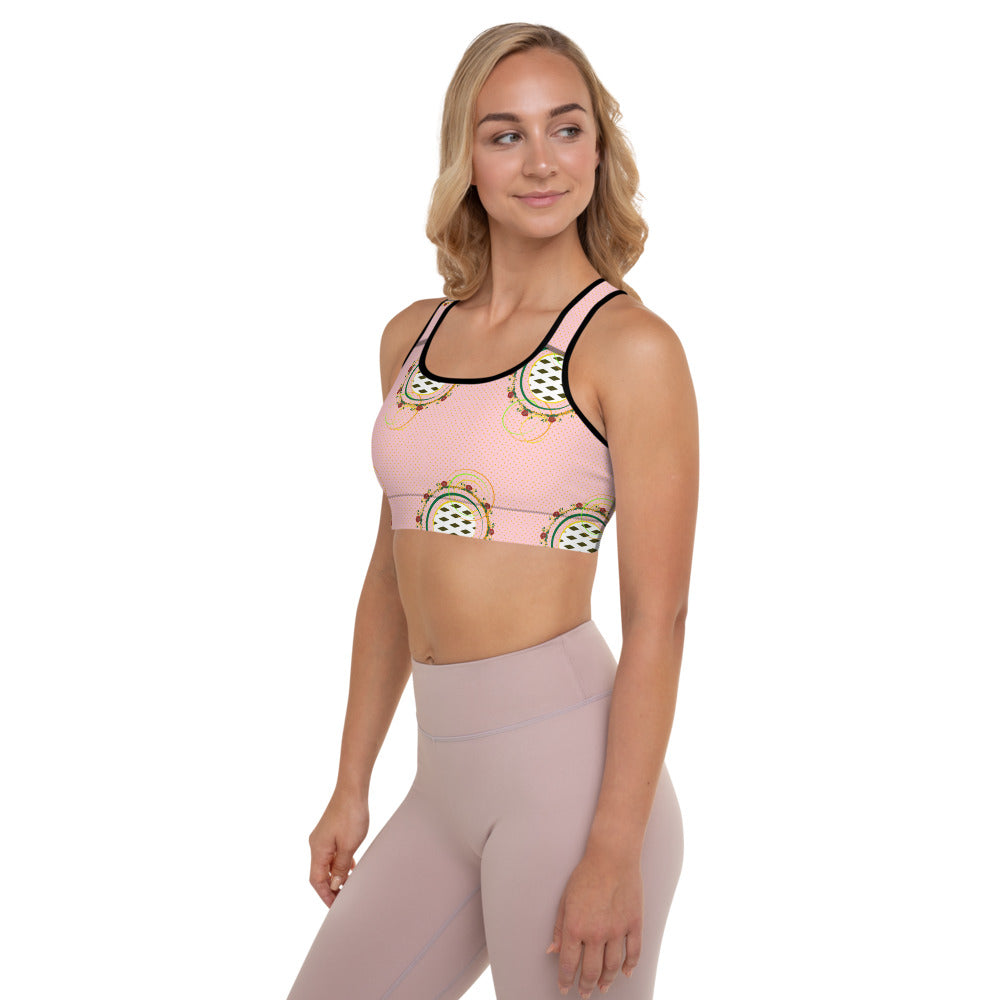 Adaeze Print Padded Sports Bra - Coral