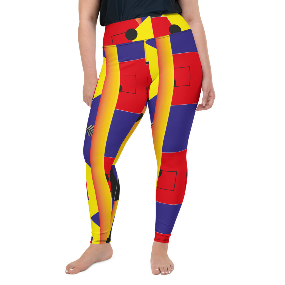AfriBix Gallery Print Plus High Waist Size Leggings - Orange