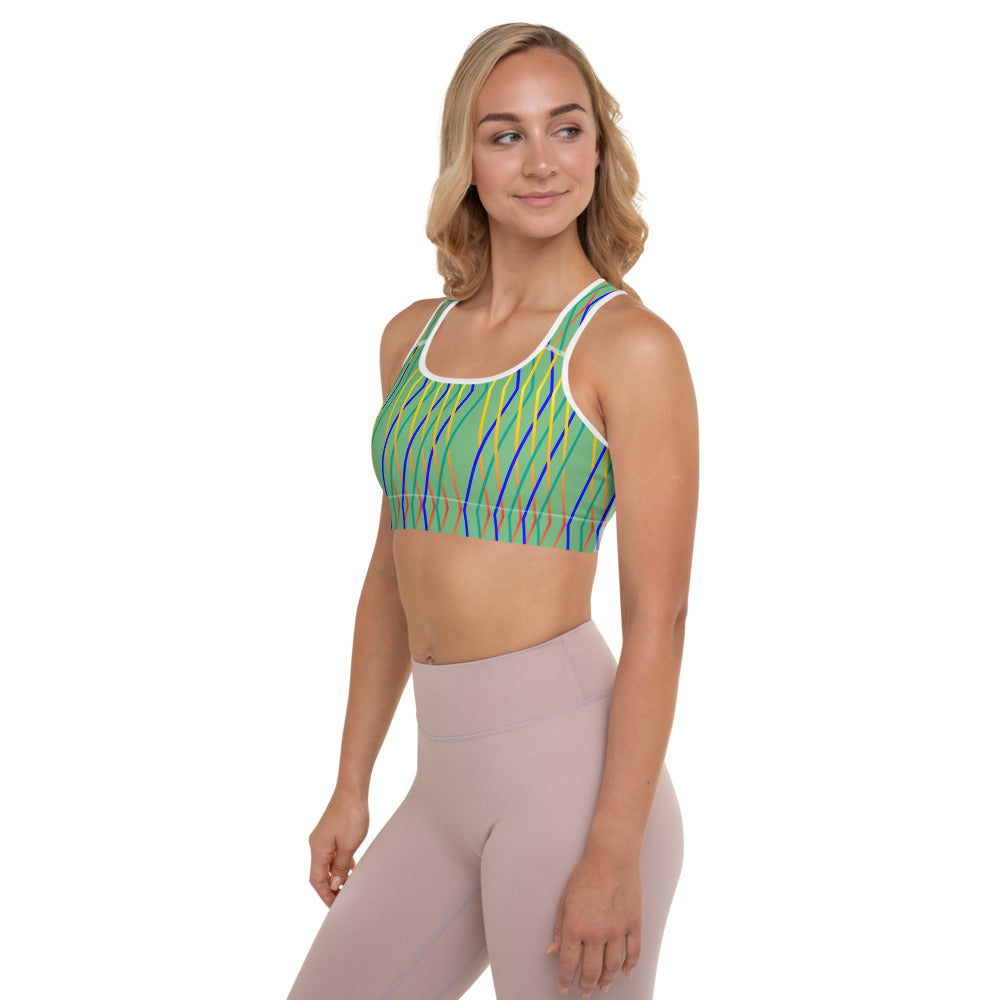 Constellation Print Padded Sports Bra - Aqua