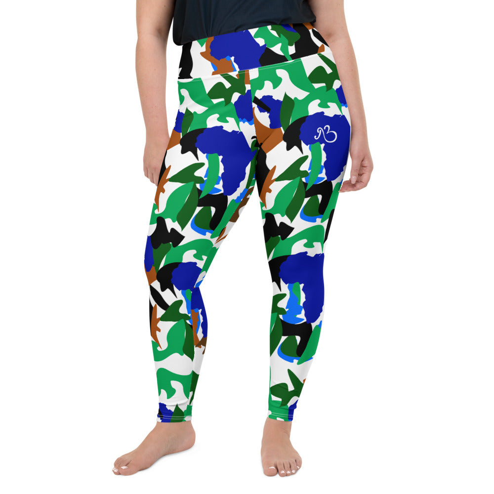 AfriBix Camo Plus Size High Waist Leggings - White