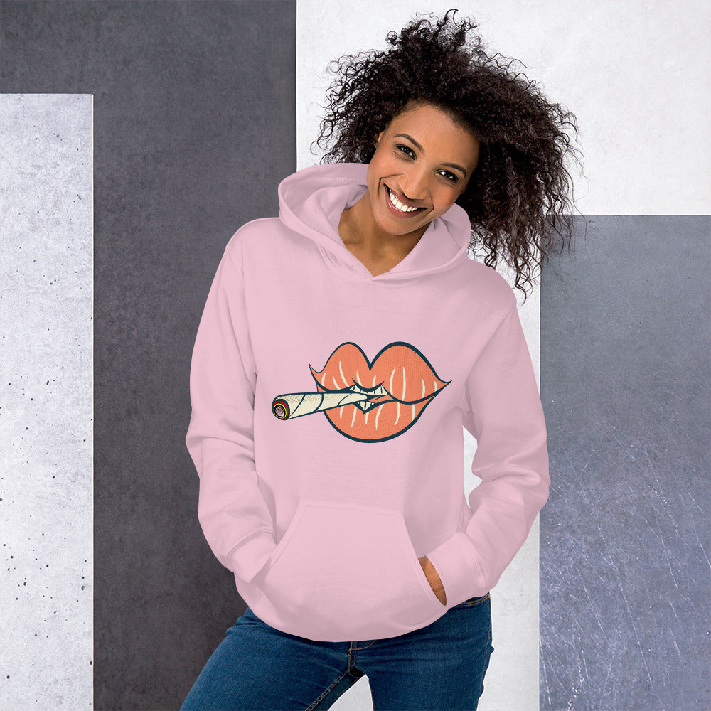 Puff on Dis Graphic Lips Comfortable Unisex Hoodie