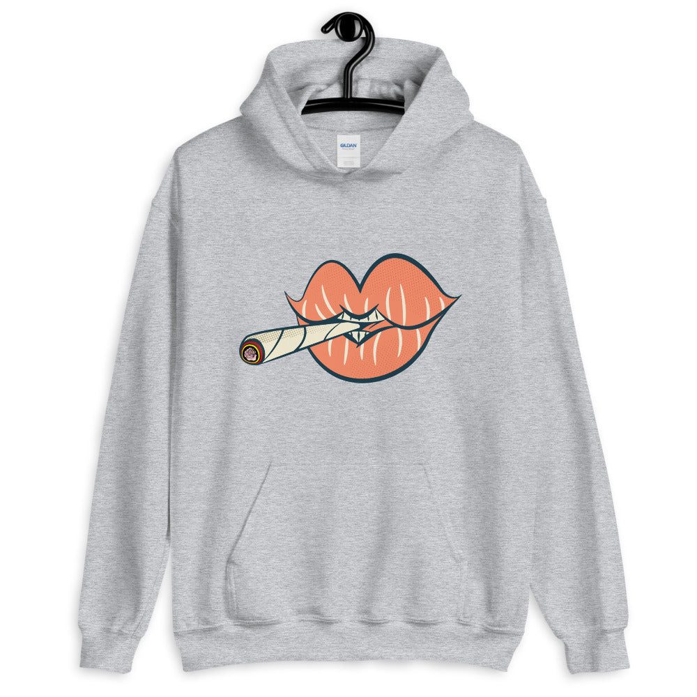 Puff on Dis Graphic Lips Comfortable Unisex Hoodie