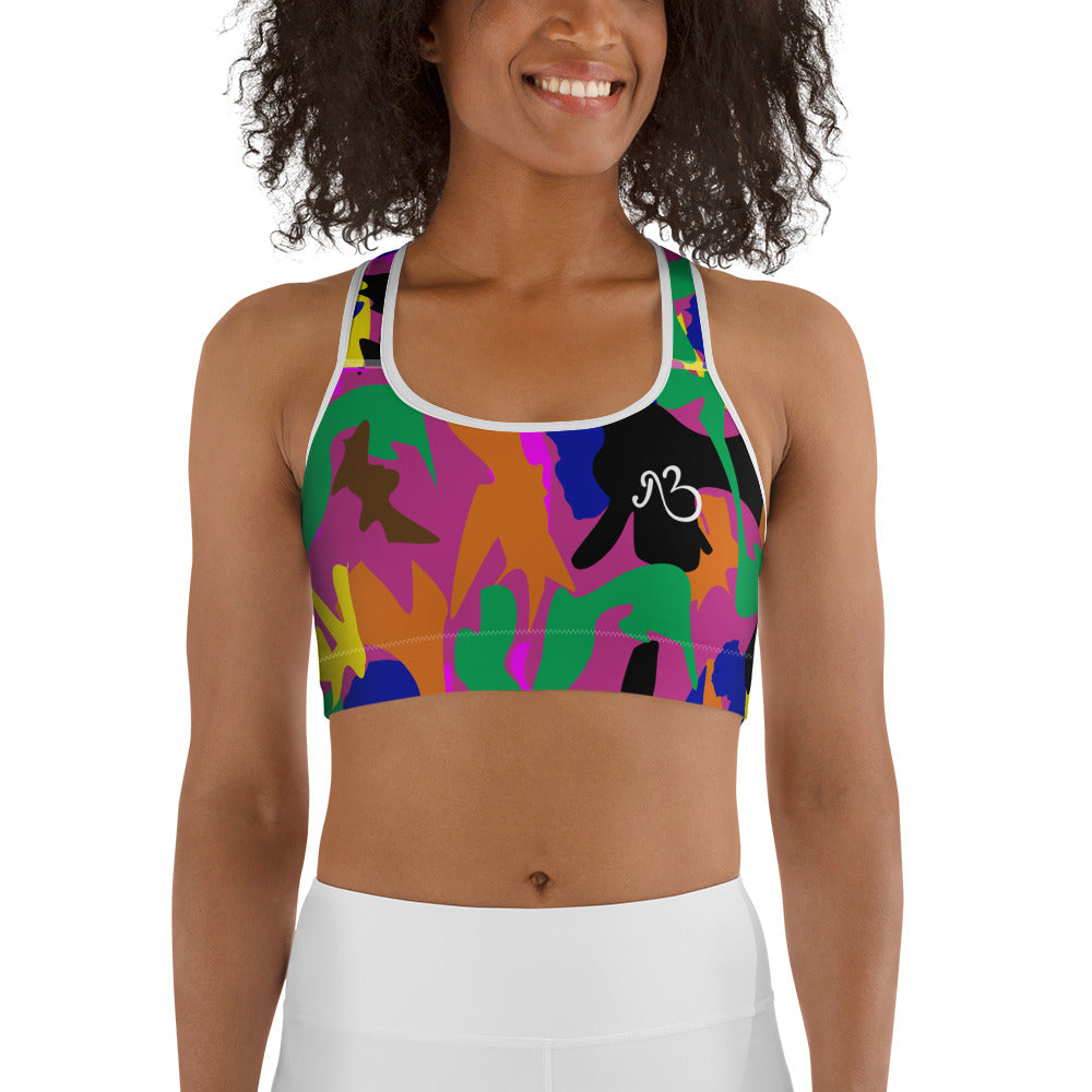 AfriBix Camo Sports Bra - Coral