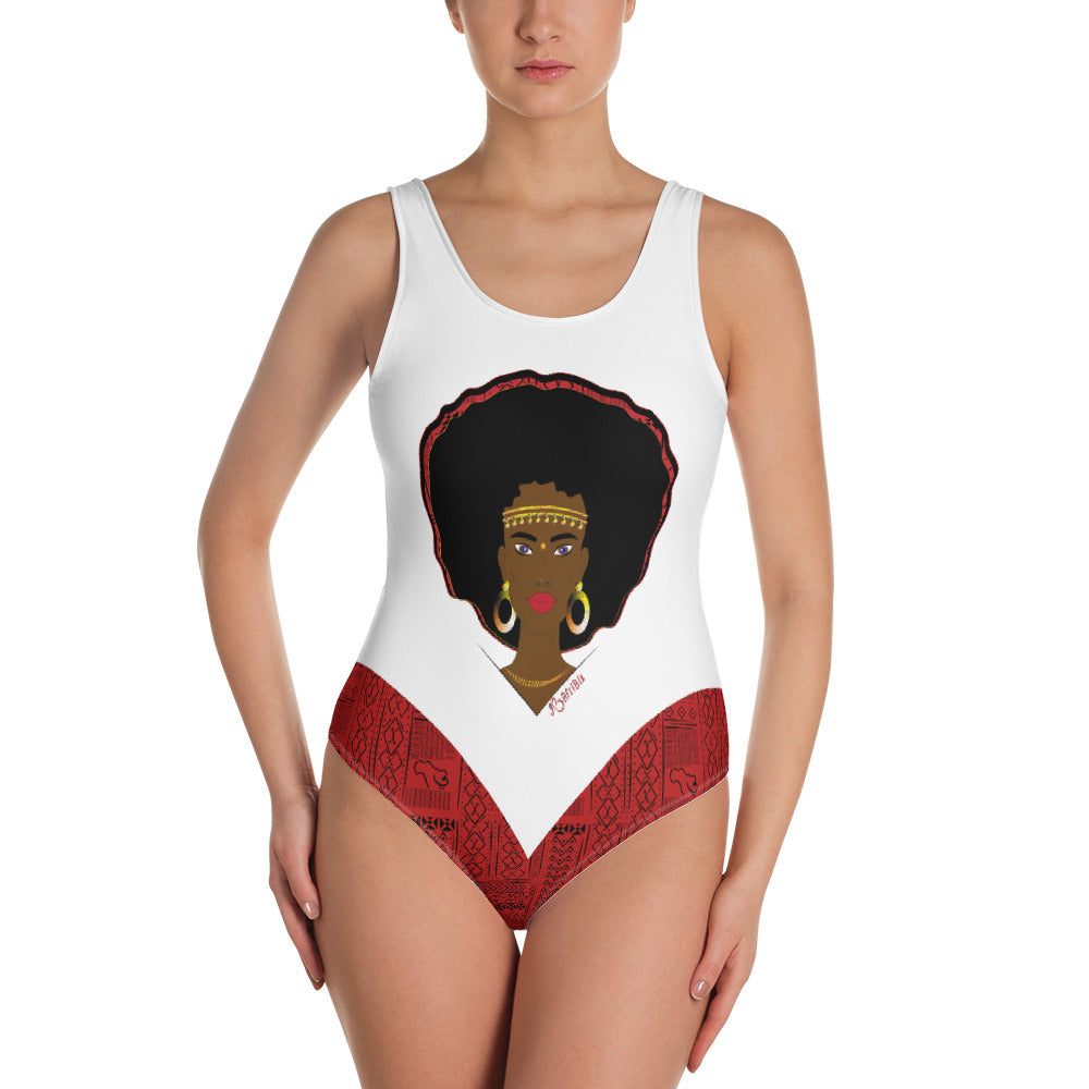 AfriBix Warrior Tribal One-Piece Swimsuit - Snow