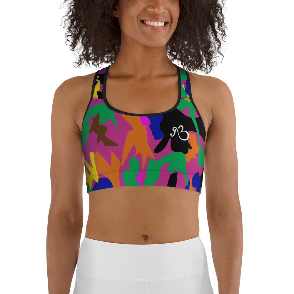AfriBix Camo Sports Bra - Coral