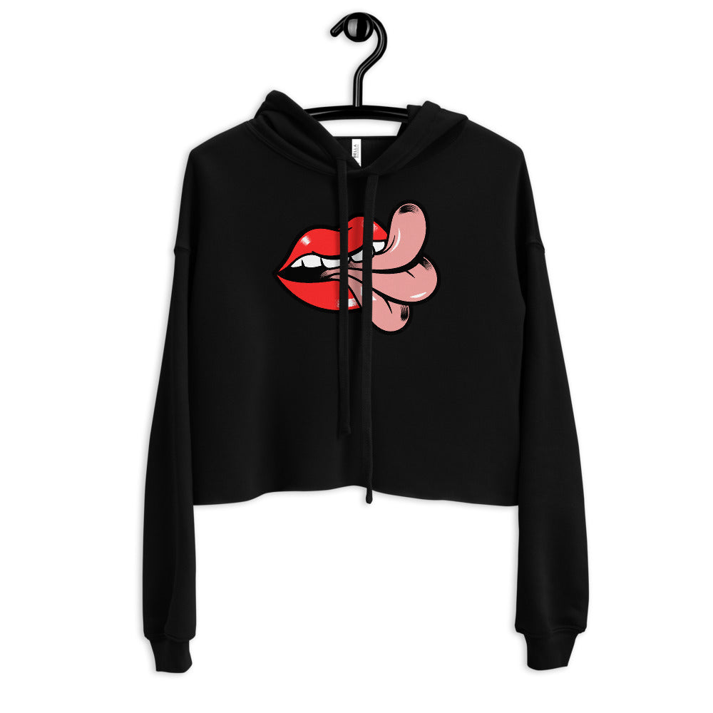 'Cheeky' Mouth & Tongue Crop Hoodie