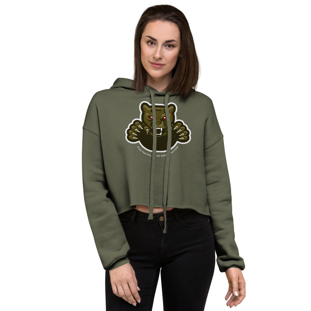 'Too Close' Graphic Panther Crop Hoodie