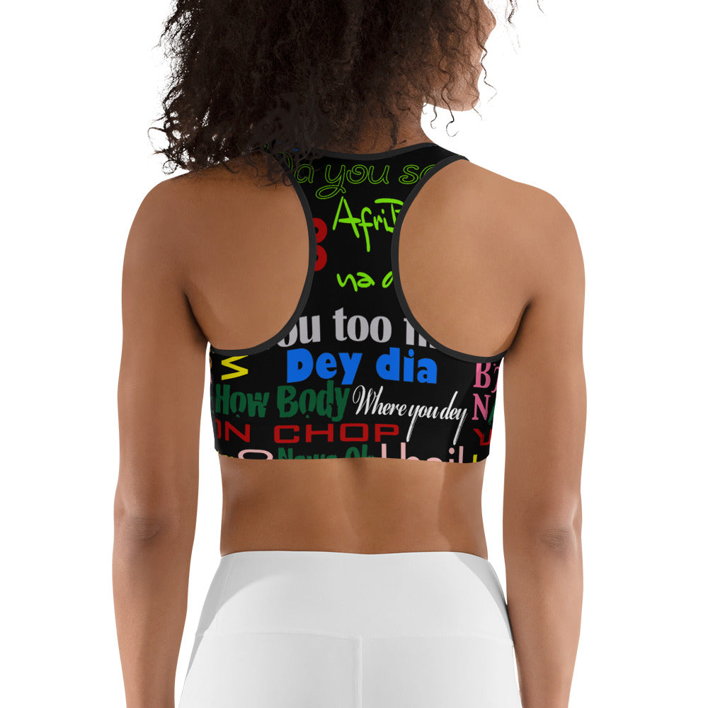 AfriBix Pidgin Print Sports Bra