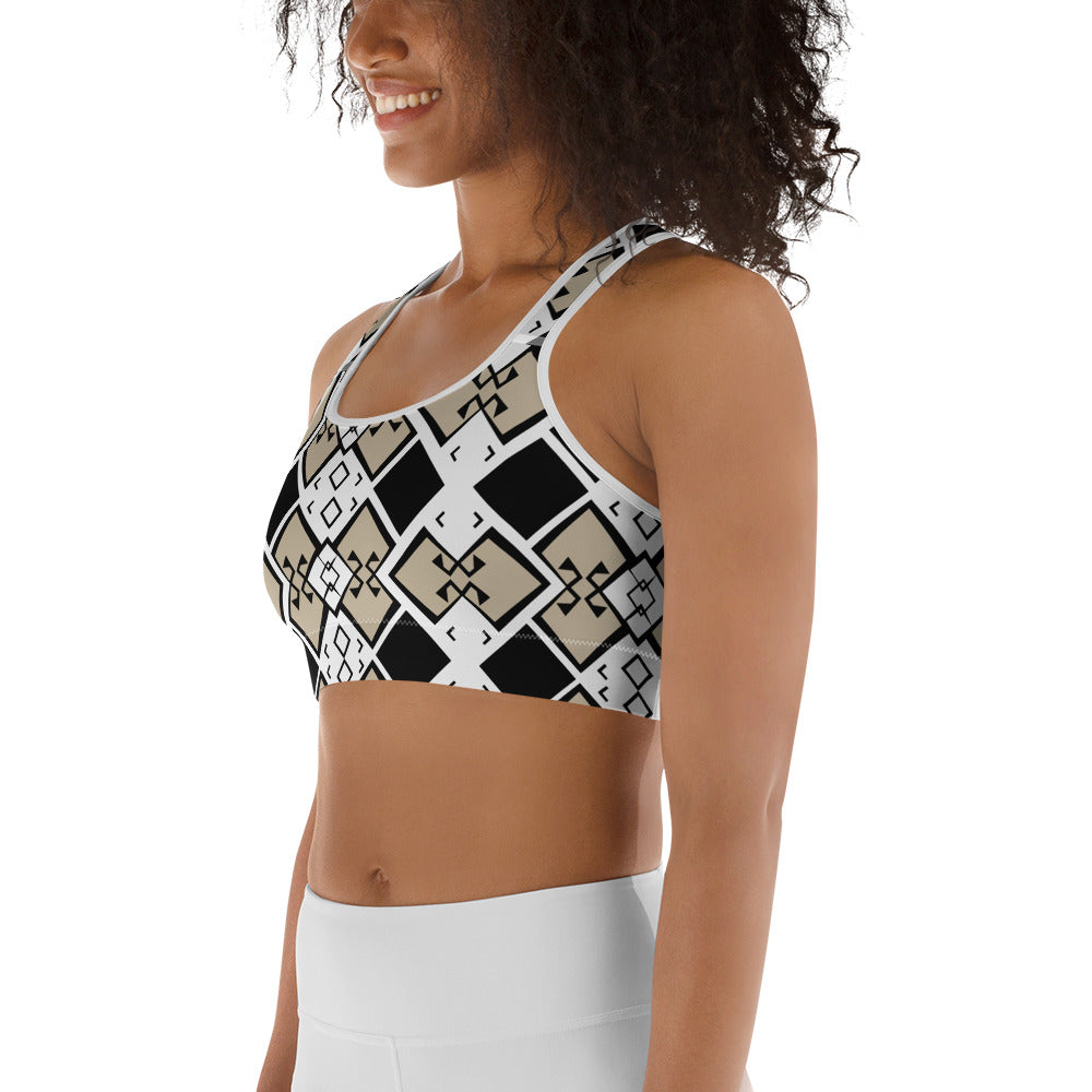 Aztek Print Sports Bra -Snow