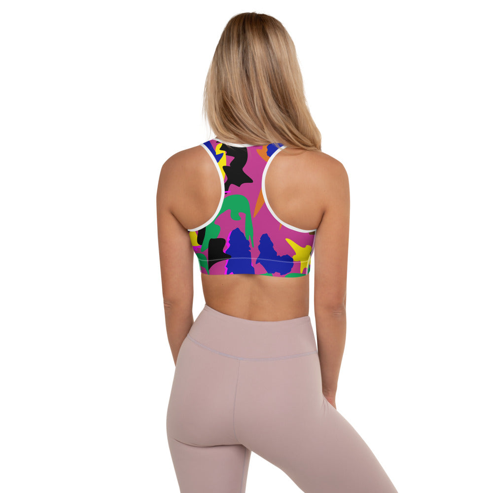 AfriBix Camo Print Padded Sports Bra - Pink