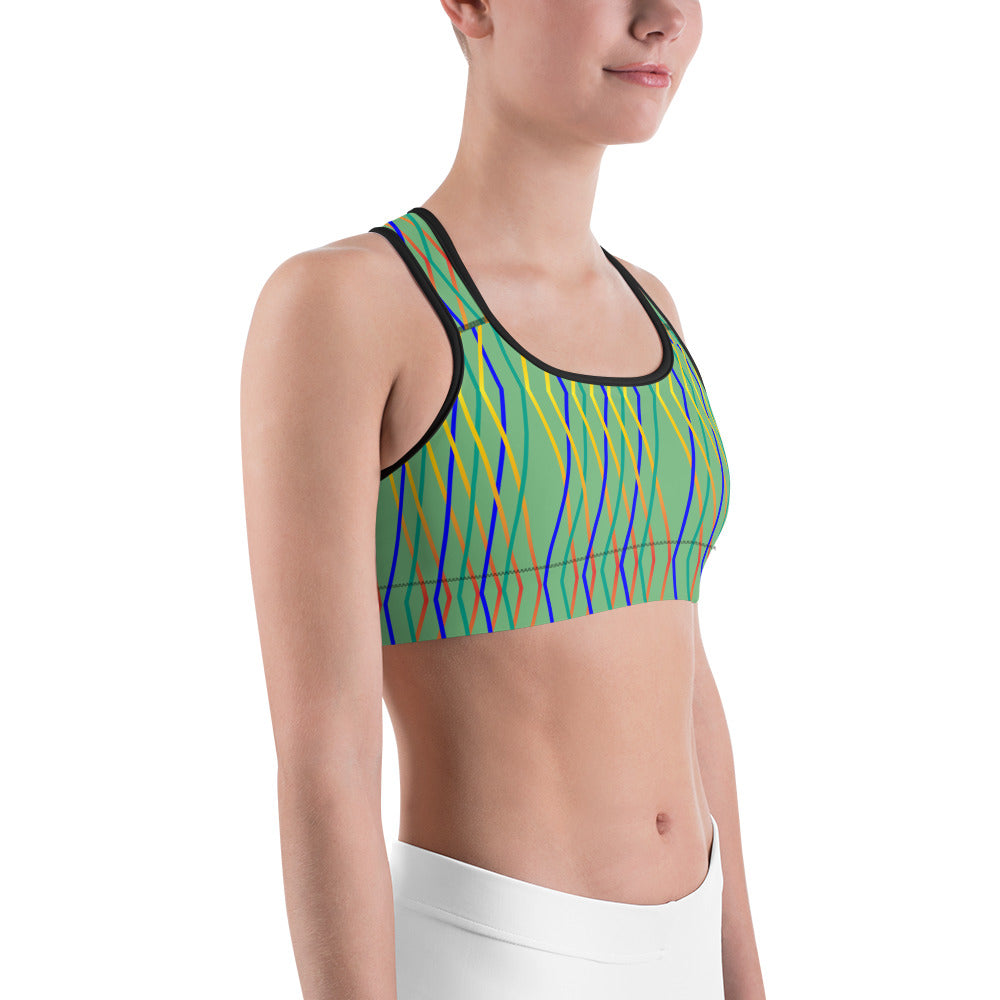 Constellation Print Sports Bra - Aqua