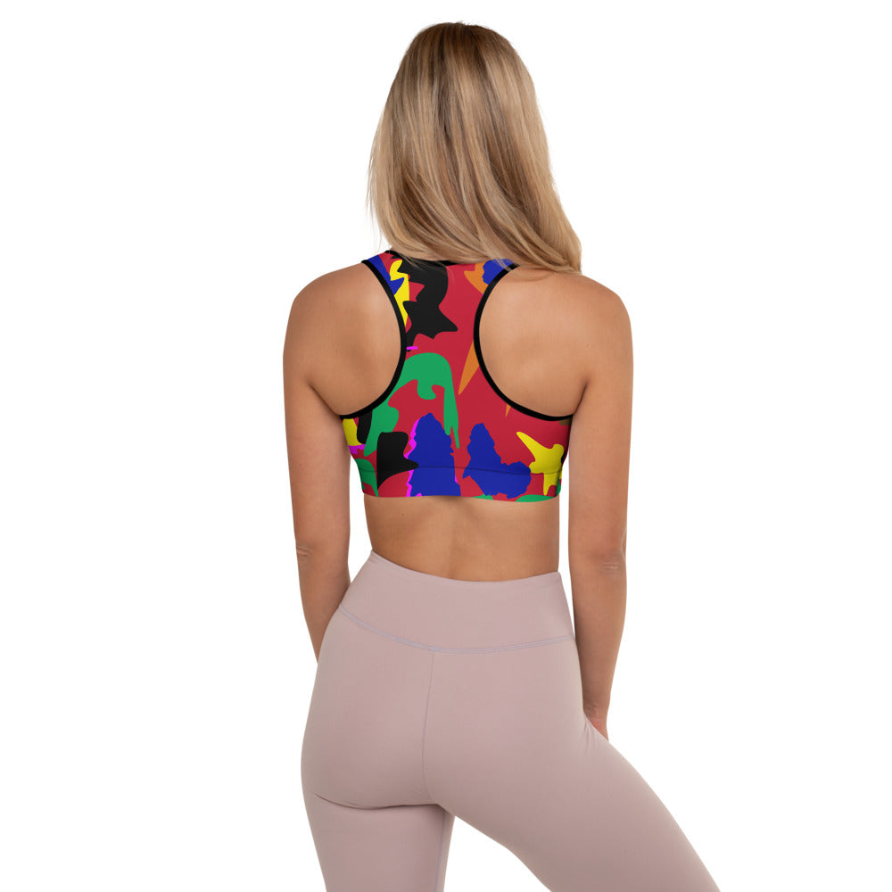 AfriBix Camo Padded Sports Bra - Red